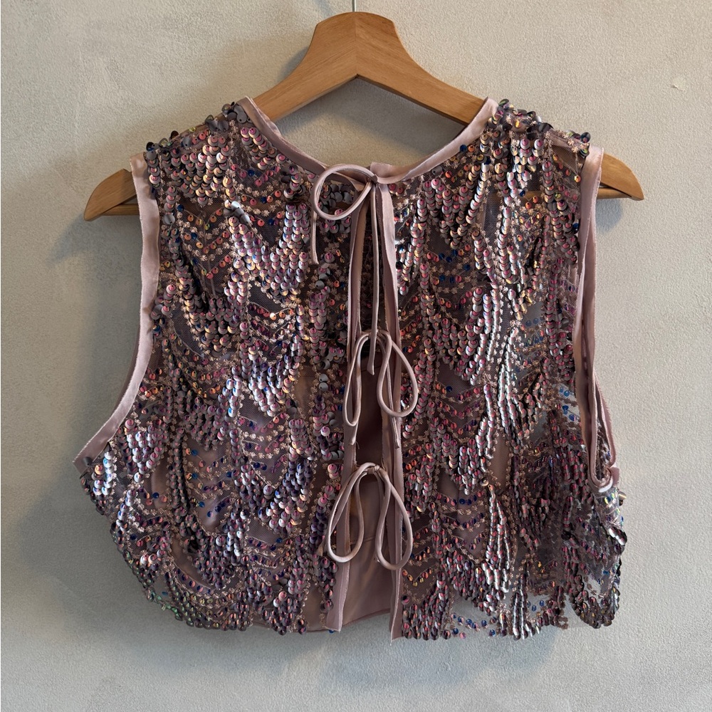 Zara Sequin Embellished Crop Top - Lavender - Picture 5 of 5